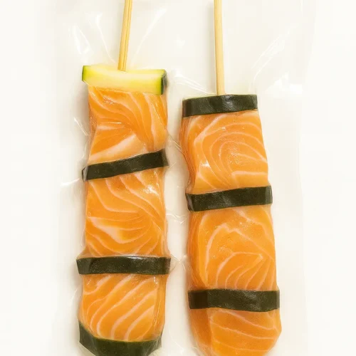 Brochetas de salmon y calabazín